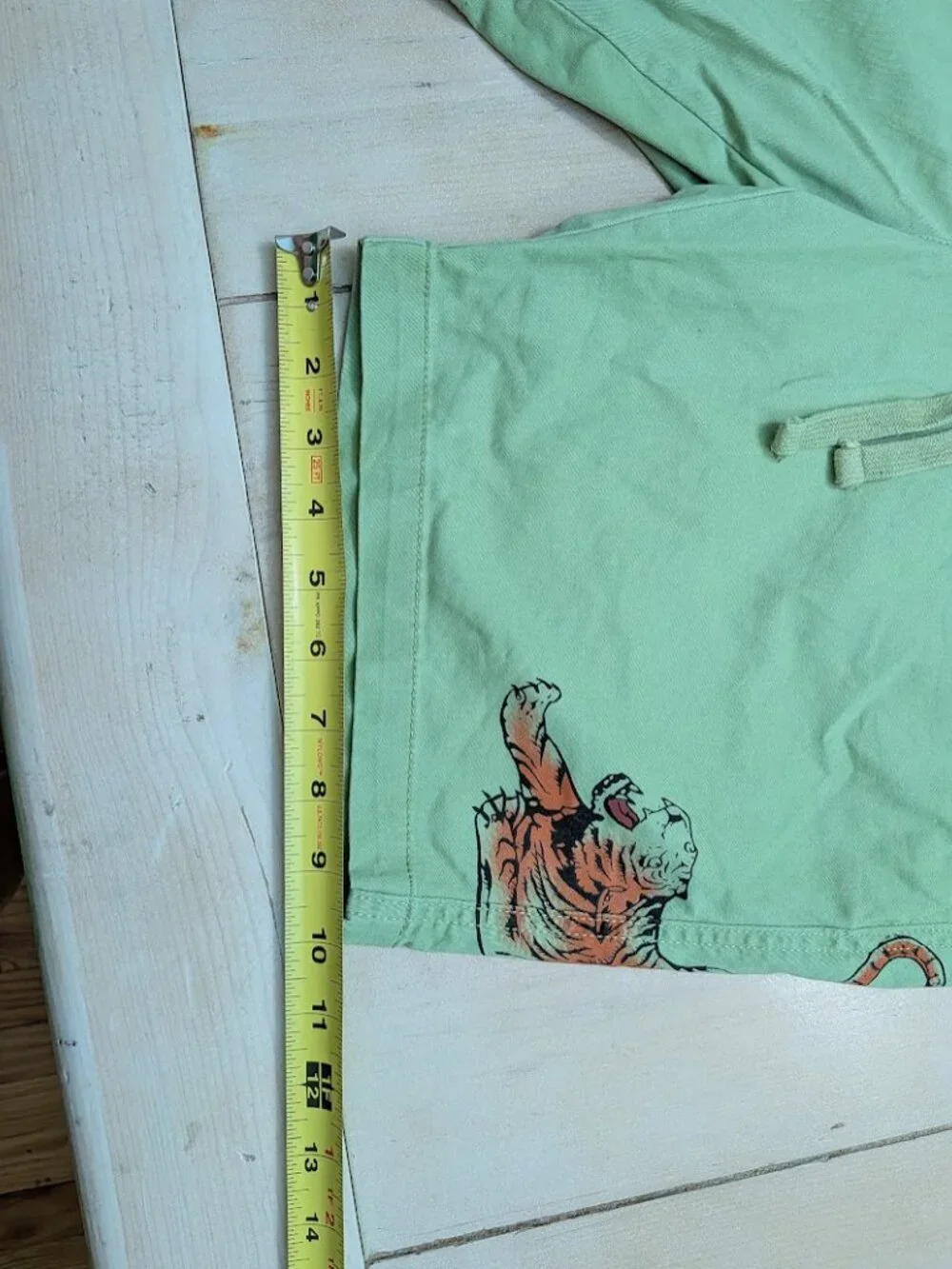 Sun + Stone Tiger Print Green Drawstring Shorts Men’s M